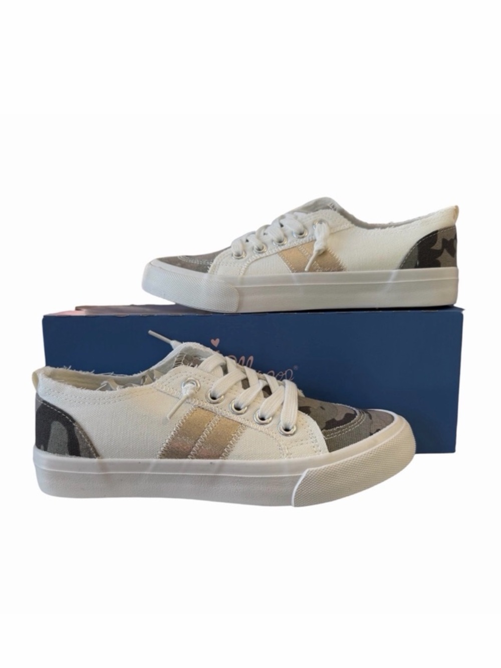 Jellypop Kory Camo White Gold Slip On Sneakers Women’s Spring Lightweight